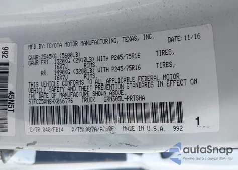 2017 Toyota Tacoma Sr V6 from USA, damaged, VIN 5TFCZ5AN8HX066776